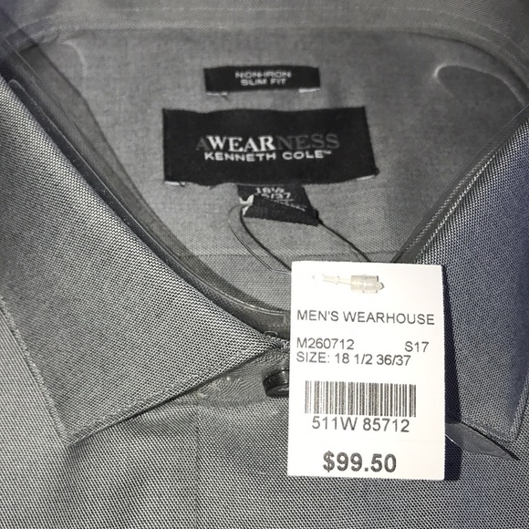 Kenneth Cole Dress Shirt, 18.5/36/37 Tall, NWT! - Picture 3 of 8